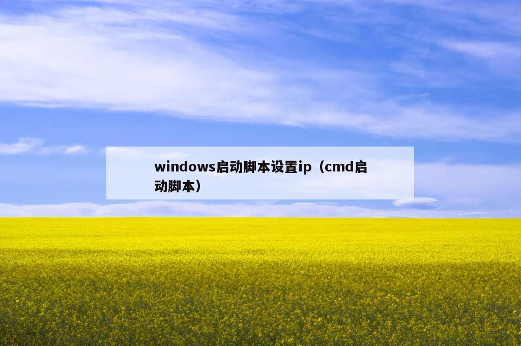 windows启动脚本设置ip（cmd启动脚本）