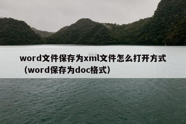 word文件保存为xml文件怎么打开方式（word保存为doc格式）