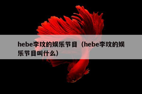 hebe李玟的娱乐节目（hebe李玟的娱乐节目叫什么）