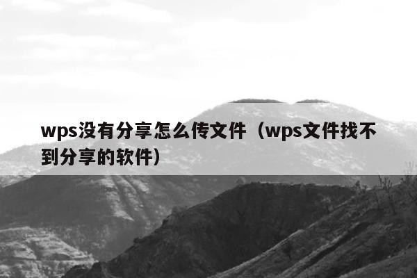 wps没有分享怎么传文件（wps文件找不到分享的软件）