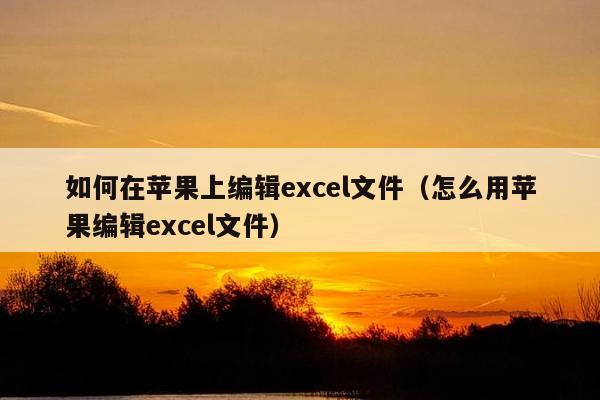 如何在苹果上编辑excel文件（怎么用苹果编辑excel文件）