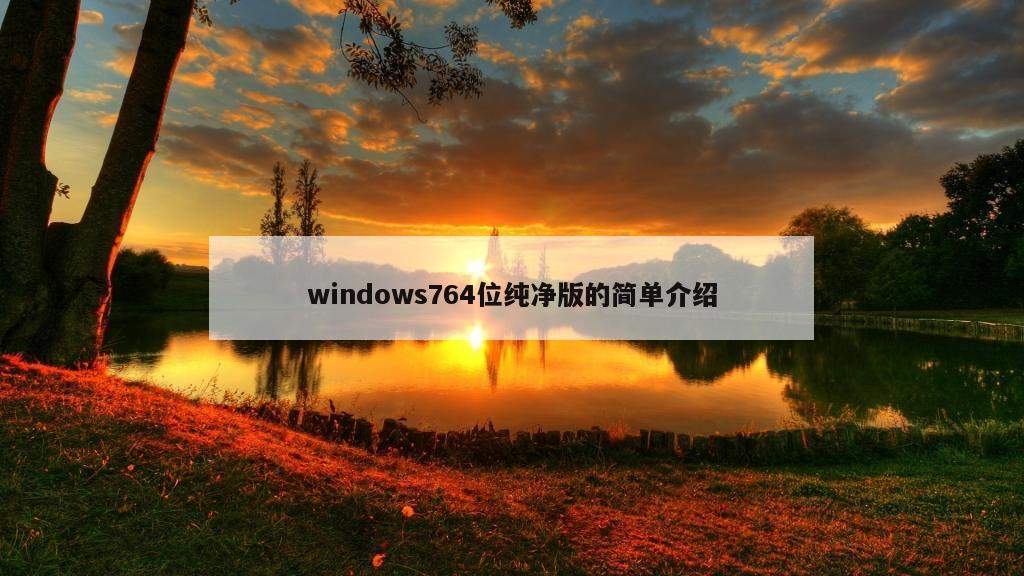 windows764位纯净版的简单介绍