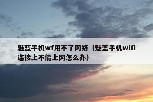 魅蓝手机wf用不了网络（魅蓝手机wifi连接上不能上网怎么办）