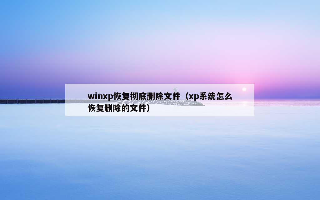 winxp恢复彻底删除文件（xp系统怎么恢复删除的文件）