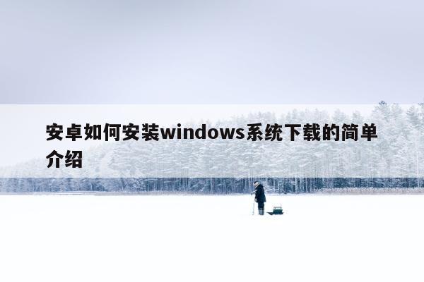 安卓如何安装windows系统下载的简单介绍