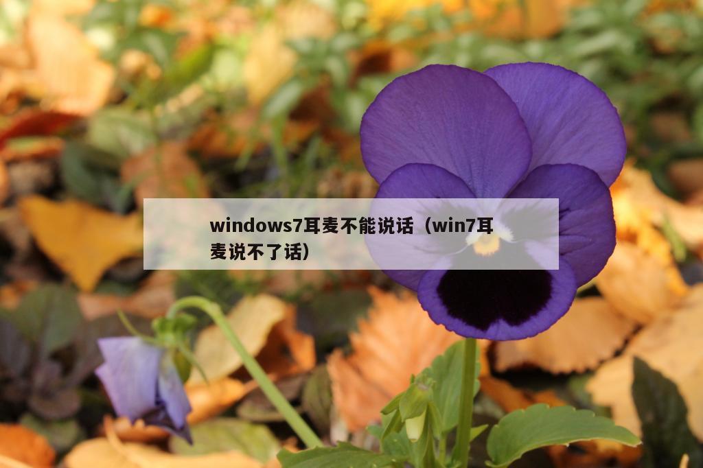 windows7耳麦不能说话（win7耳麦说不了话）