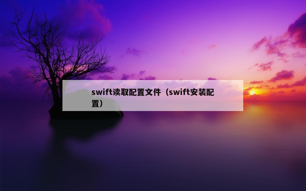 swift读取配置文件（swift安装配置）