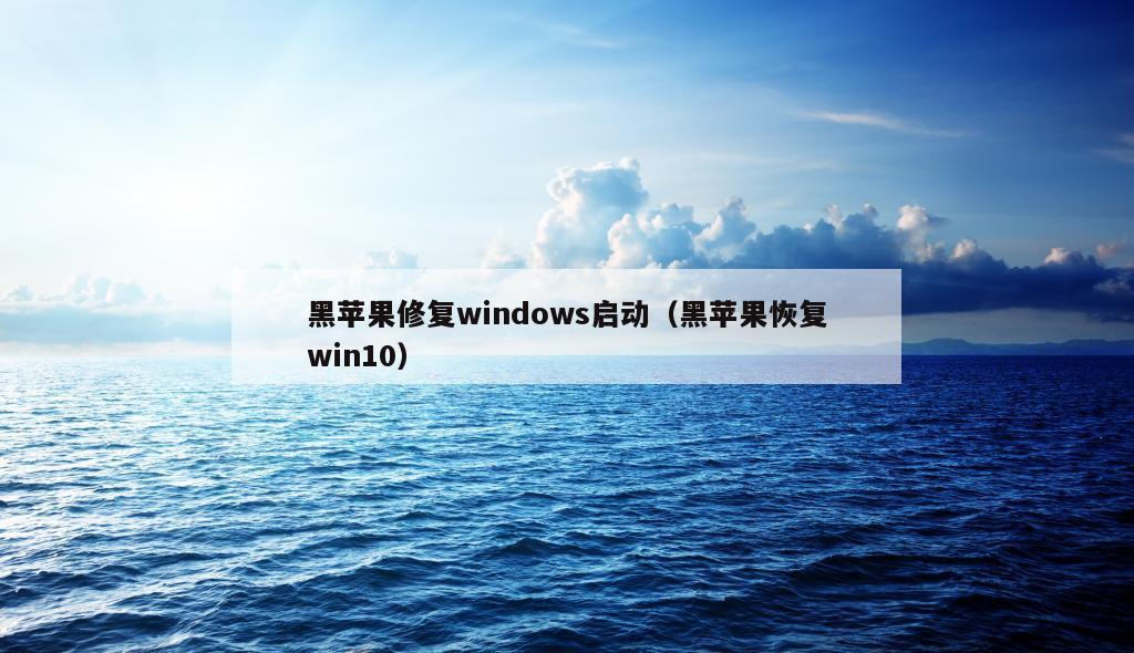 黑苹果修复windows启动（黑苹果恢复win10）