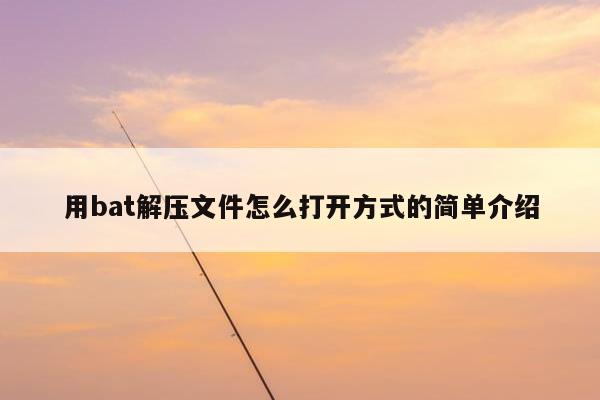 用bat解压文件怎么打开方式的简单介绍