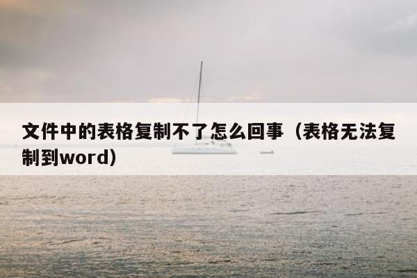 文件中的表格复制不了怎么回事（表格无法复制到word）