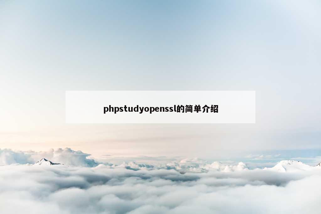 phpstudyopenssl的简单介绍