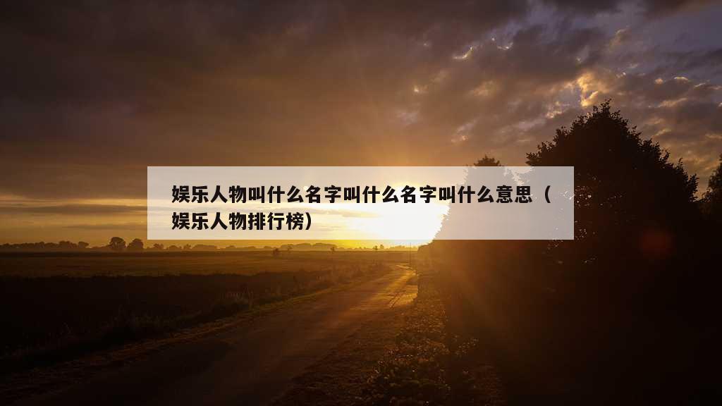 娱乐人物叫什么名字叫什么名字叫什么意思（娱乐人物排行榜）