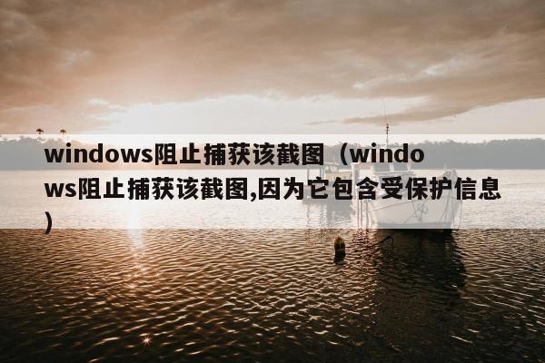 windows阻止捕获该截图（windows阻止捕获该截图,因为它包含受保护信息）