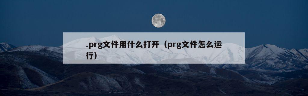 .prg文件用什么打开（prg文件怎么运行）