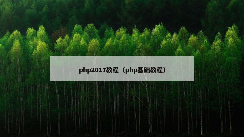 php2017教程（php基础教程）