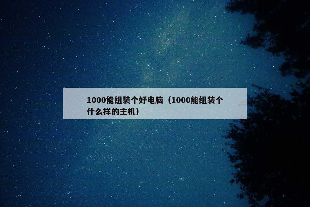 1000能组装个好电脑（1000能组装个什么样的主机）