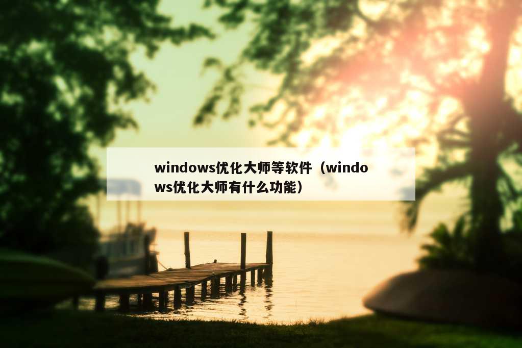 windows优化大师等软件（windows优化大师有什么功能）