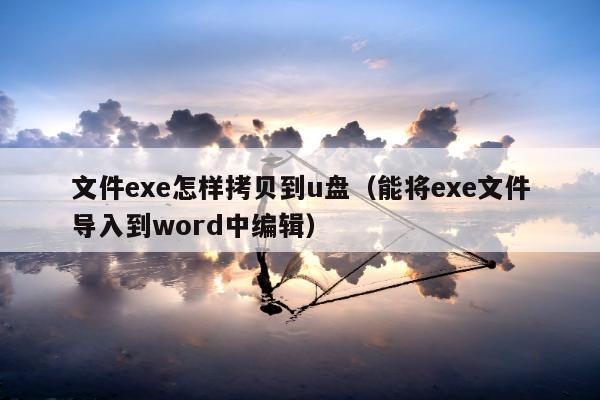 文件exe怎样拷贝到u盘（能将exe文件导入到word中编辑）