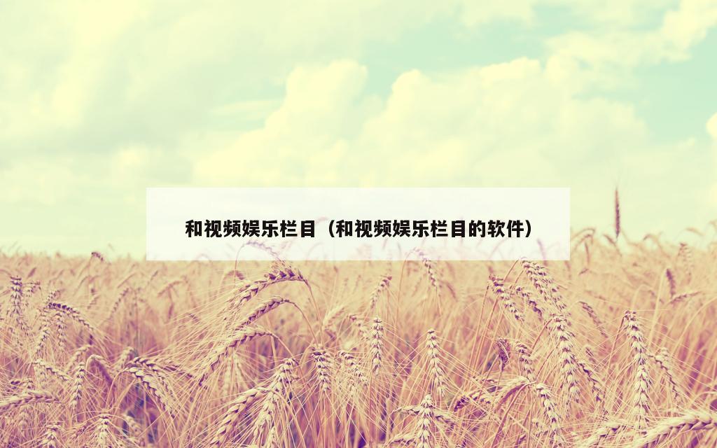 和视频娱乐栏目（和视频娱乐栏目的软件）