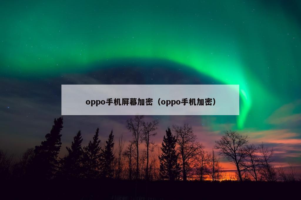 oppo手机屏幕加密（oppo手机加密）