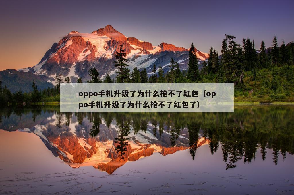 oppo手机升级了为什么抢不了红包（oppo手机升级了为什么抢不了红包了）