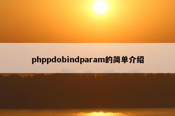 phppdobindparam的简单介绍