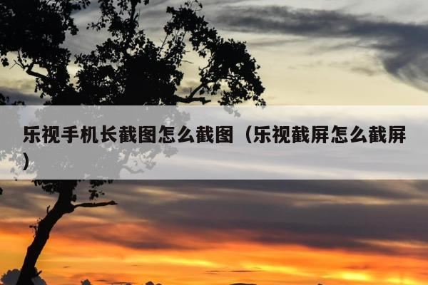 乐视手机长截图怎么截图（乐视截屏怎么截屏）