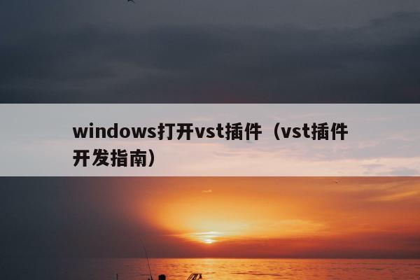 windows打开vst插件（vst插件开发指南）