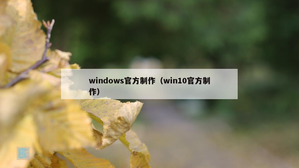 windows官方制作（win10官方制作）