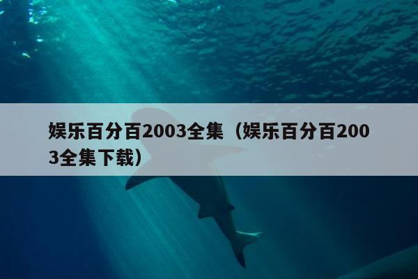 娱乐百分百2003全集（娱乐百分百2003全集下载）