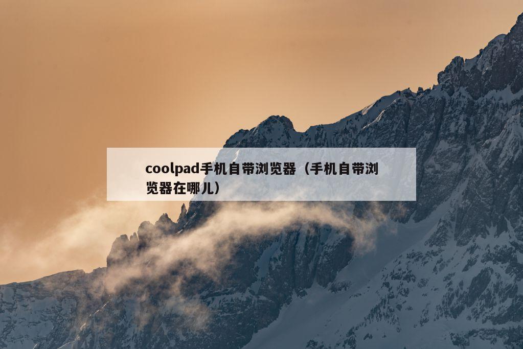 coolpad手机自带浏览器（手机自带浏览器在哪儿）