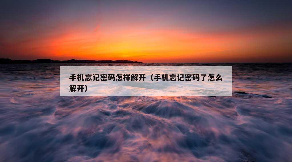 手机忘记密码怎样解开（手机忘记密码了怎么解开）