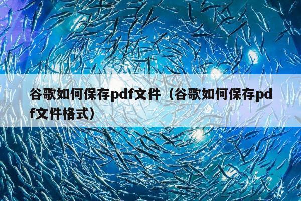 谷歌如何保存pdf文件（谷歌如何保存pdf文件格式）