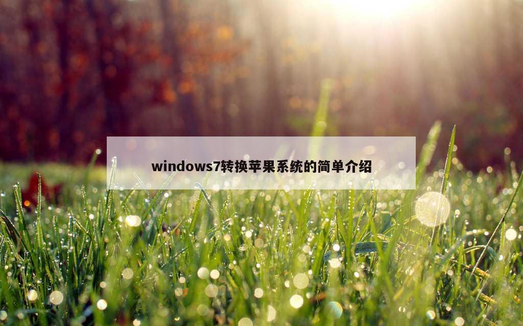 windows7转换苹果系统的简单介绍