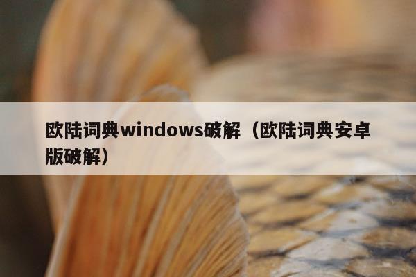 欧陆词典windows破解（欧陆词典安卓版破解）