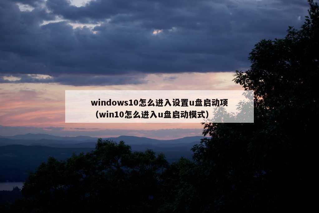 windows10怎么进入设置u盘启动项（win10怎么进入u盘启动模式）