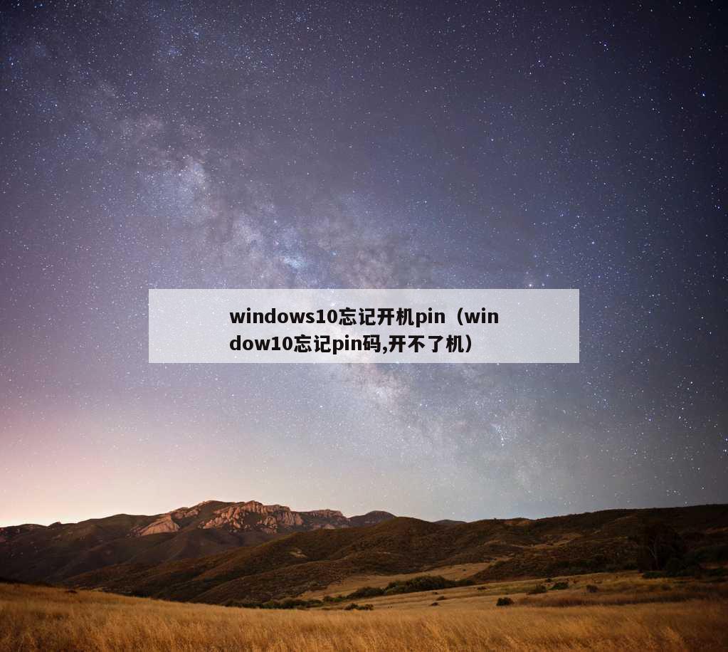 windows10忘记开机pin（window10忘记pin码,开不了机）