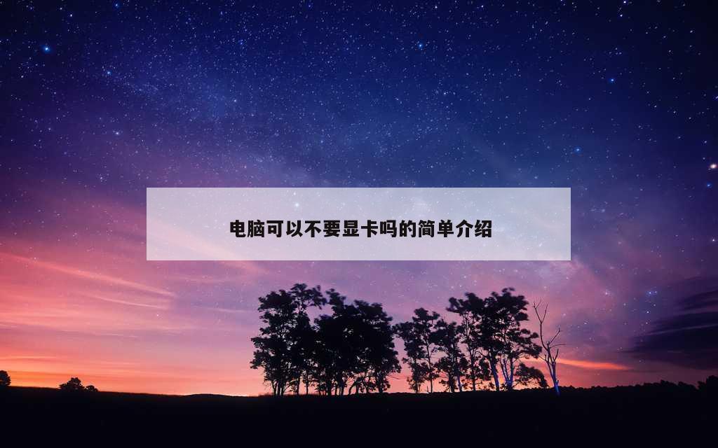 电脑可以不要显卡吗的简单介绍