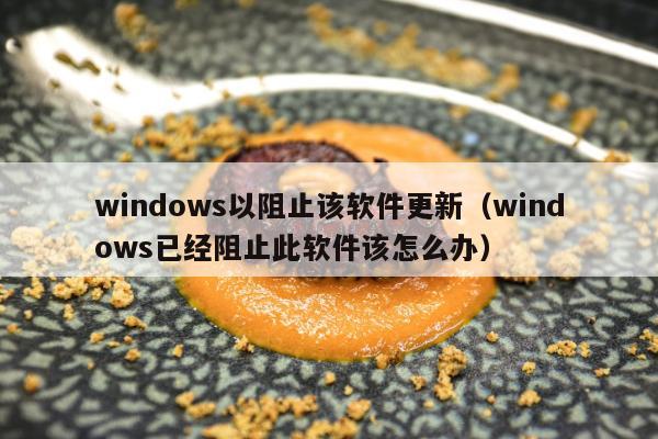 windows以阻止该软件更新（windows已经阻止此软件该怎么办）