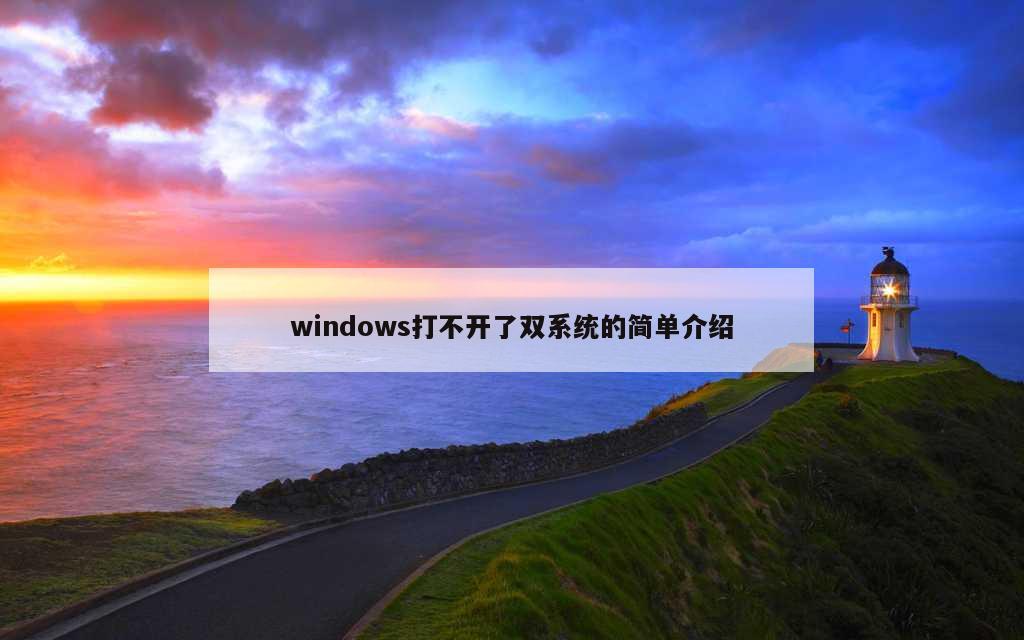 windows打不开了双系统的简单介绍