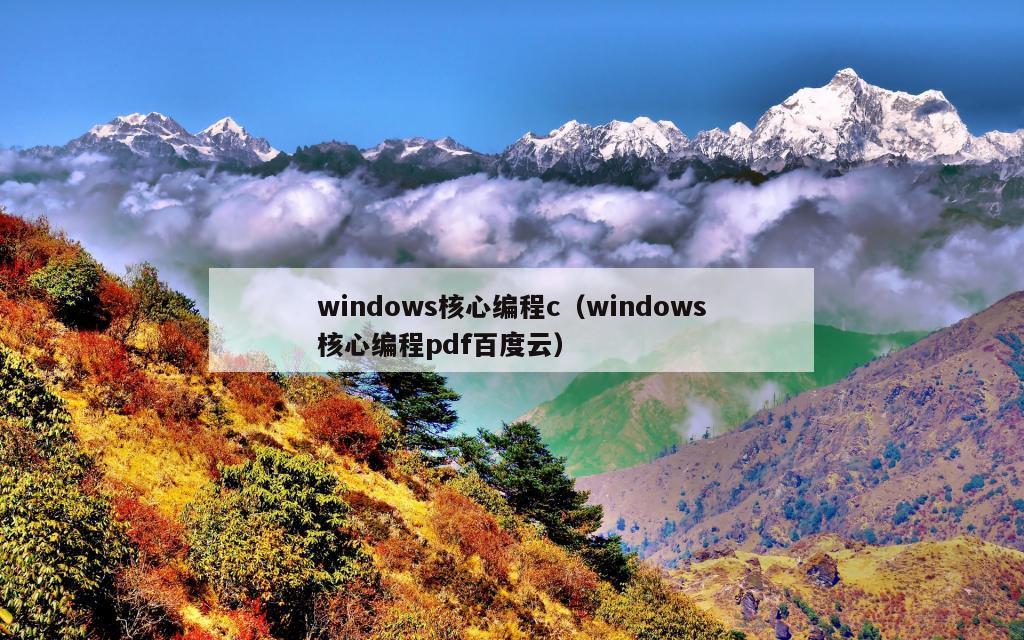 windows核心编程c（windows核心编程pdf百度云）