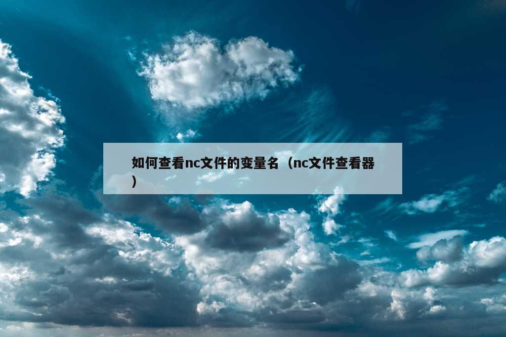 如何查看nc文件的变量名（nc文件查看器）