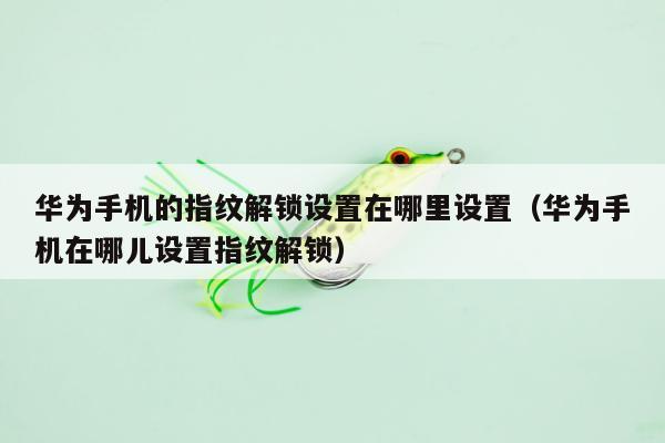 华为手机的指纹解锁设置在哪里设置（华为手机在哪儿设置指纹解锁）