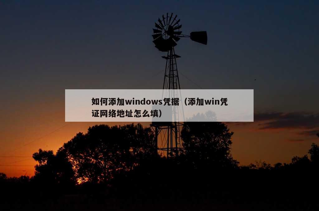 如何添加windows凭据（添加win凭证网络地址怎么填）