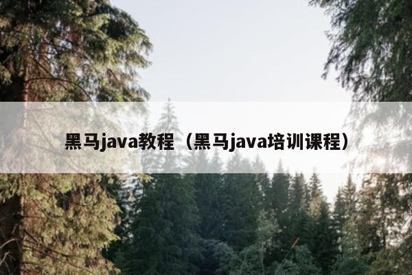 黑马java教程（黑马java培训课程）