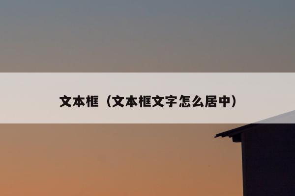 文本框（文本框文字怎么居中）