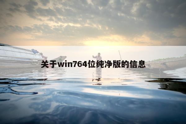 关于win764位纯净版的信息