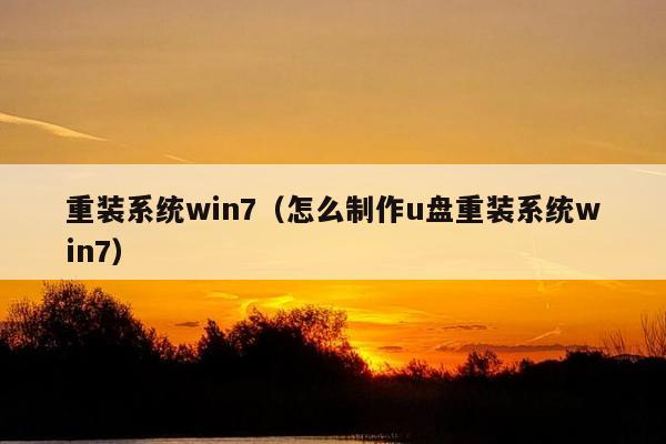 重装系统win7（怎么制作u盘重装系统win7）