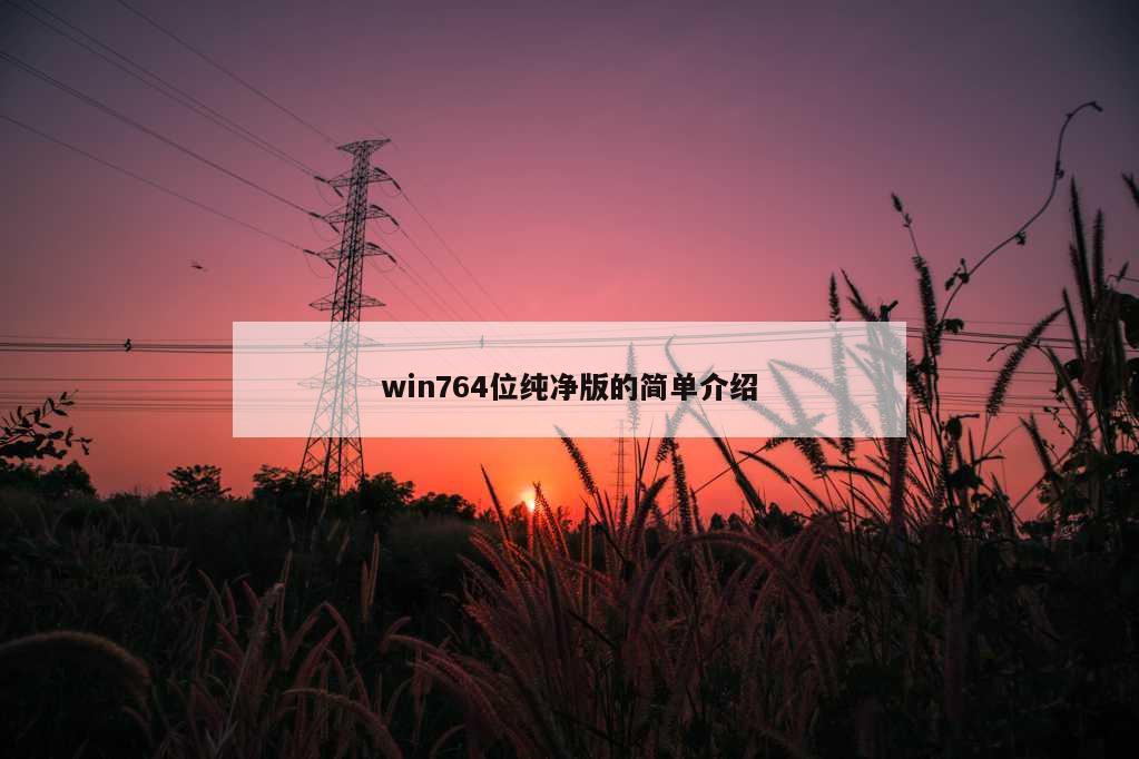 win764位纯净版的简单介绍