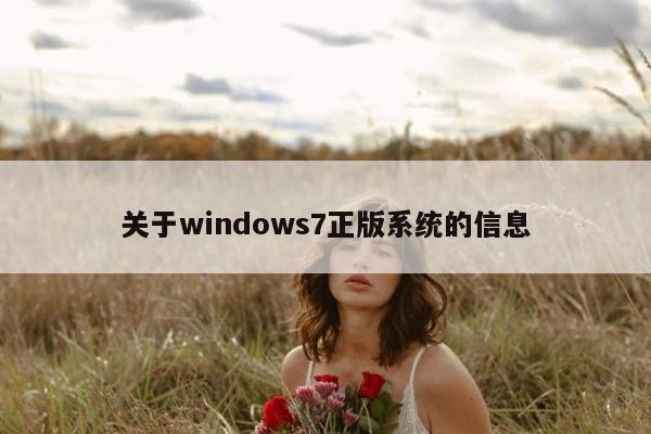 关于windows7正版系统的信息